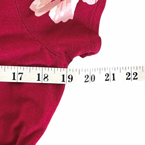 Old Navy Faux-Wrap Jersey Dress Women Size Large Burgundy Floral Waist-Defined - Picture 11 of 15